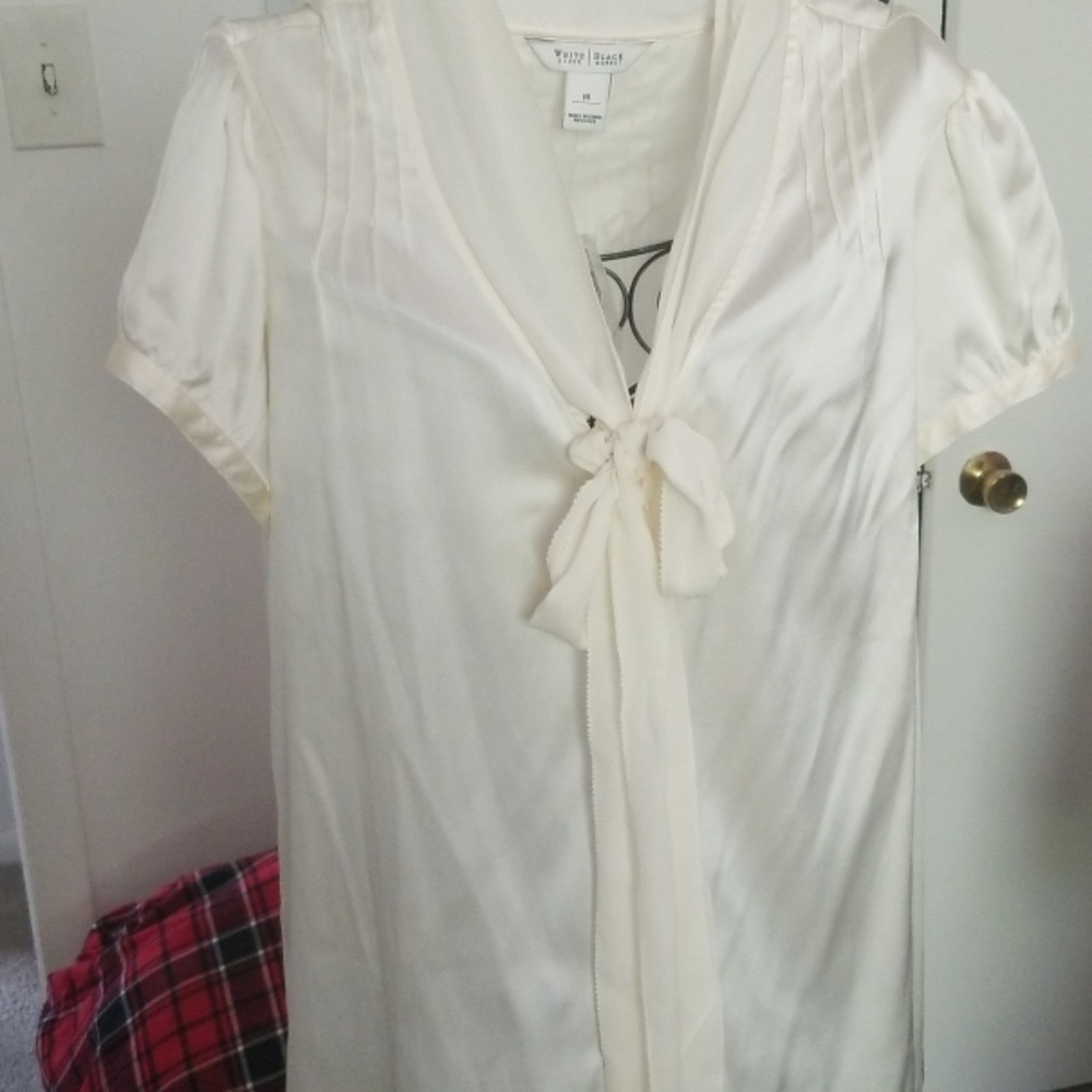 WHBM Silk Short Sleeve Blouse
